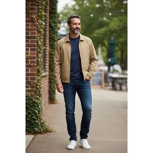 Peter Millar Embroidered tan beige full zip lightweight golf jacket mens